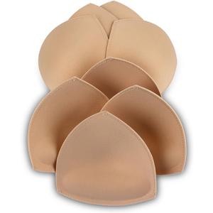 SERMICLE Bra Pad Inserts 4 Pairs, Bra Pads Sewn Padded for Sports Bra A/B or C/D,D/E Cup Beige or Black, White Optional (Beige)