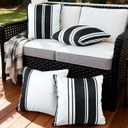 4 Pack Outdoor Waterproof Throw Pillow Covers 18x18 Inch, Striped Black and White Decorative Pillow Cover, Modern Farmhouse Cushion Cases for Garden Patio Tent Balcony Bench Couch Sofa