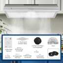 30 Inch Under Cabinet Range Hood, Stainless Steel Kitchen Vent Hood with Mechanical Push Button Control, LED Lights, Slim Under Cabinet Cooker Hood, 110V Stove Ventilation for Home Kitchen Cooking