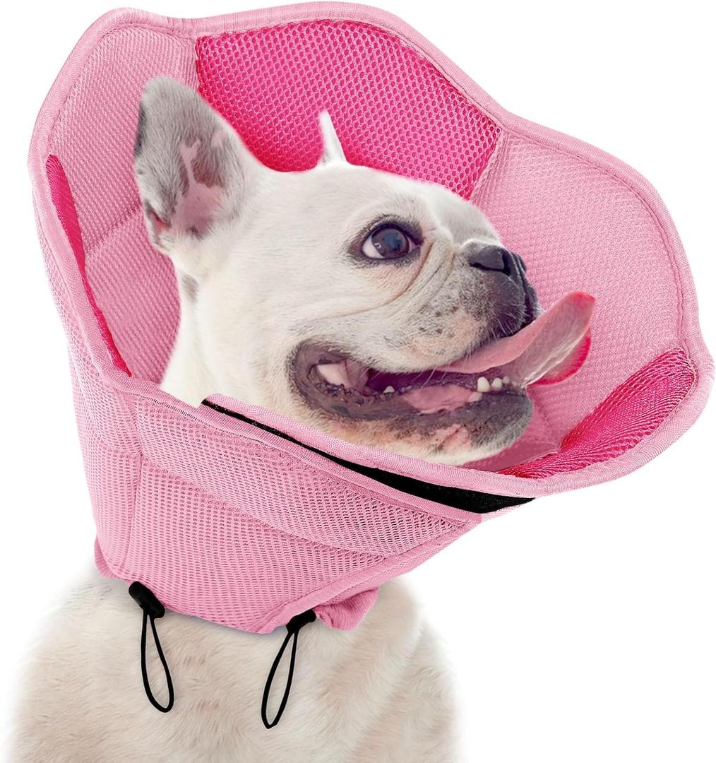 SUNFURA Dog Cone - Soft Cone for Dogs to Stop Licking, Pet E-Collar Alternative After Surgery, Adjustable Pet Recovery Collar for Wound Healing, Pink Small
