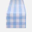 Gingham Table Runner Light Blue and White, Spring Buffalo Plaid Check Table Cloth 72 Inches Long Table Decor, Summer Party Suppliers for Rustic Farmhouse Birthday Wedding Baby Shower Party