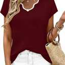 WIHOLL Womens Summer Tops Cap Sleeve Sweater V Neck Shirts Beach Vacation Clothes Business Casual Fashion Clothing (S)