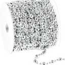 49 Feet Christmas Tree Beads Garland, Artificial Silver Beaded Garland for Christmas Tree DIY, Diamond-Shaped Beads for Wreath, Xmas Party Table, Wedding Holiday Decoration