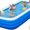 Extra Large Inflatable Swimming Pool - 145" X 74" X 22" Oversized Thickened Blow Up Pool for Kids and Adults, Kiddie Pool for Backyard, Easy Setup & Portable