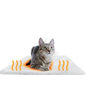 PiuPet Self Heating Cat Bed 23.5 x 17.7inch - Thermal Self Warming Cat Mat for Indoor & Outdoor Use - Extra Soft Fluffy Blanket, Non-Electric Pad, Non-Slip Bottom, Removable & Washable Cover (White)