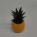 Porcelain Orange Pineapple Ananas Faux Green Plant Potted Artificial Succulent 7.8" Home Office Bathroom Tabletop Kitchen Shelf Decoration