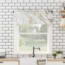 Savannan Marble Curtains Valances, Marble Texture White Gold Abstract Art Rod Pocket Cafe Valance Short Window Curtains for Kitchen, Bedroom, Living Room, 1 Panel, 54"X18"