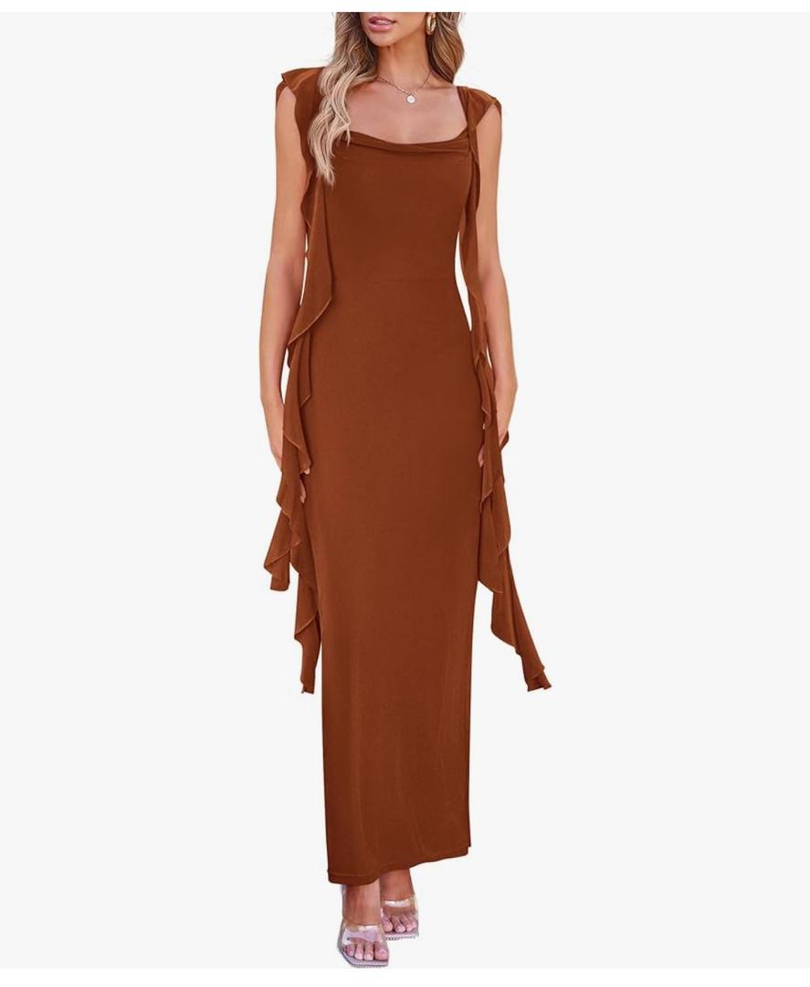 PRETTYGARDEN Women's 2025 Summer Wedding Guest Dress Sleeveless Ruffle Formal Cocktail Party Maxi Bodycon Dresses M PRETTYGARDEN Women's 2025 Summer Wedding Guest Dress Sleeveless Ruffle Formal Cocktail Party Maxi Bodycon Dresses M