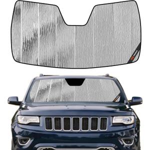 Pigenius Windshield Sun Shade for Jeep Grand Cherokee 2014-2021, Grand Cherokee WK 2022 Front Window Sunshade - AstraGuard (Silver)