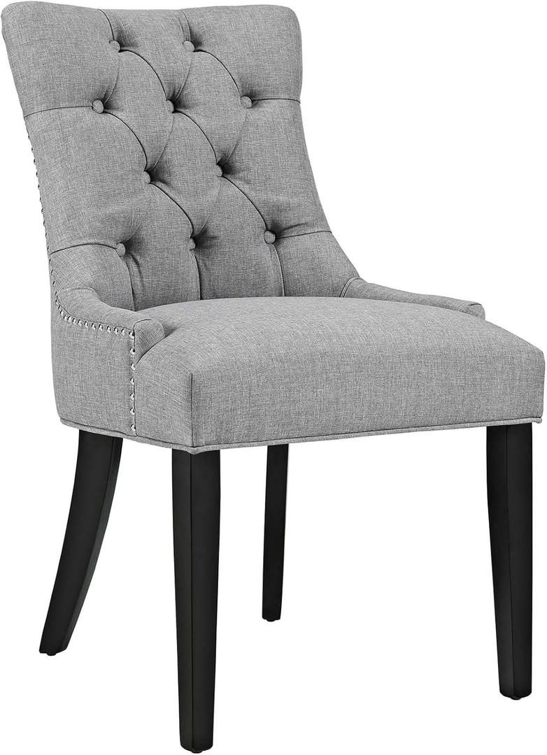 Modway Regent Button Tufted Upholstered Fabric Dining Chair in Light Gray, 25"D x 22"W x 36"H