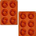 Wilton Non-Stick Food-Grade Silicone Donut Pans, Baking Pans, Set of 2 (Orange)