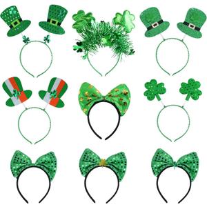9PCS St Patricks Day Headband Women, St.Patrick'S Day Green Shamrock Clover Headband for Women Girls Hair Accessories Headwear