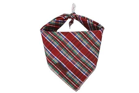 UP URARA PUP Christmas Dog Bandana–Christmas Red Plaid Triangle Scarf for Small Medium Large Dogs, Soft Cotton Pet Bib for Winter & New Year, Adjustable Dog Kerchief