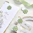 UNIQOOO Wax Seal Stickers - Eucalyptus Wedding Invitation Envelope Seal Stickers, 50 Pcs Self- Adhesive Sage Green Stickers, Perfect for Invitation, Christmas, Gift Wrapping