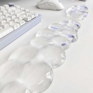 Mouse Pad with Wrist Rest, Soft Cloud Gel Keyboard Mouse Pad Set with Hand Wrist Support, Cute Non Slip Office Desk Accessories for Comfort/Pain Relief/PC Gaming/Computer/Laptop, (Clear Cloud)