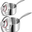 LIANYU 1QT & 2QT Saucepan with Lid, Triply 18/10 Stainless Steel Cooking Pot, Small 1 Quart and 2 Quart Saucepan, Induction Cookware for Boiling Stewing, Dishwasher Safe
