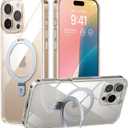 TORRAS for iPhone 16 Pro Max Case Clear with Stand, [Fit for MagSafe][Shockproof Military Grade Protection] Slim Magnetic Phone Case for iPhone 16 Pro Max 6.9" 2024, Clear | with Stand, Fit for MagSafe, Slim, Magnetic, 6.9"