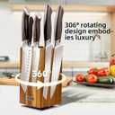 5-Piece Knife Set with 360 Rotatable Magnetic Knife Holder, Kitchen Knife Set - Wooden Magnetic Knife Holder Suitable for Thanksgivin Father's Day Gift Giving Holiday Gift Giving