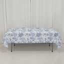 Polyester Rectangular Tablecloth 60"x102" White with Blue French Toile Pattern - Sophisticated Table Cover for Chic Weddings & Events