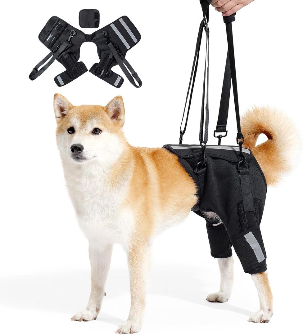 Dog Rear Leg Support Harness, Breathable Lift Assist for Large Dogs, Reflective Strips, Padded Handle for Stairs, Car Entry & Night Walks(L)