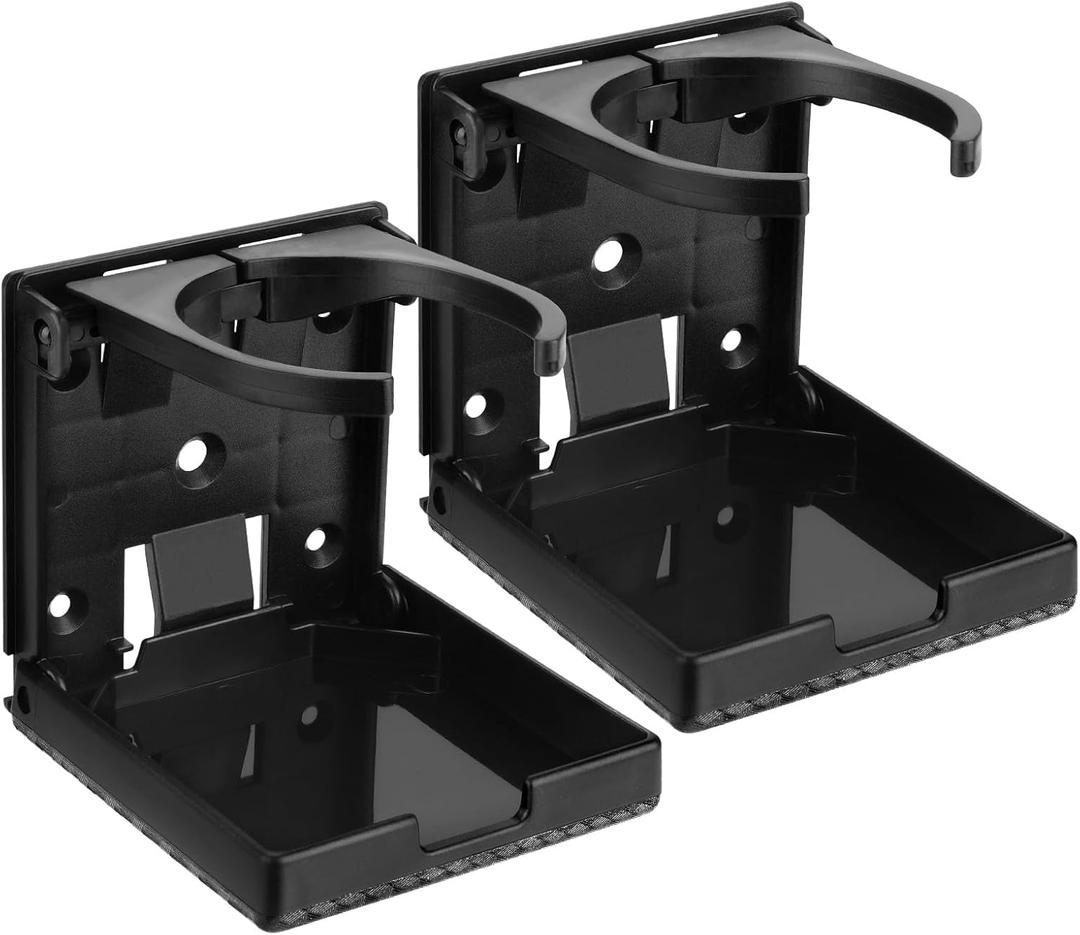 2pcs Adjustable Folding Cup Holder, Car Wall Mount Water Drink Coffee Bottle Holder with Screws, Fit Most Size Mugs Bottle, for Truck RV Van Boat Camper Caravan Marine (Diamond Pattern)