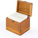 Acacia Box for 50 Disposable Clean Skin Towels XL (Towels NOT Included), Wooden Container for Face Towelettes Bathroom Counter Storage, Stone Bin for Cleansing Facial Dry Wipes
