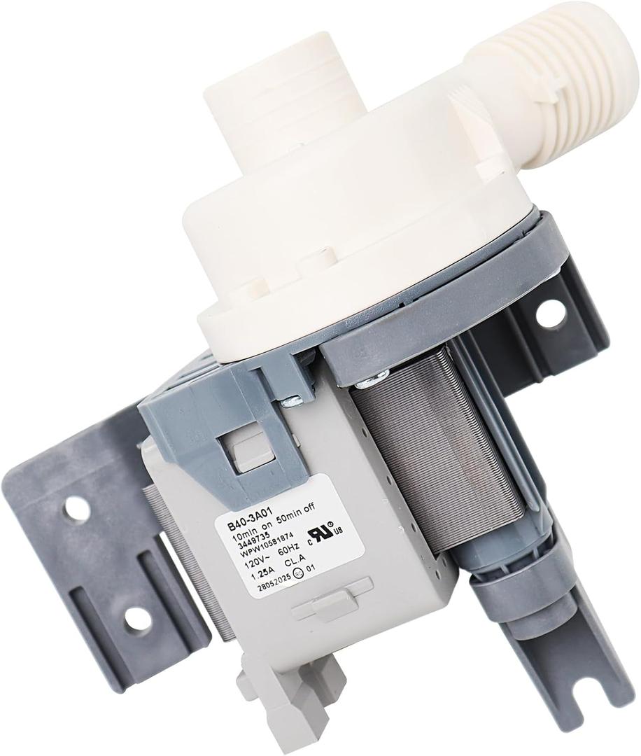 Washing Machine Drain Pump, Replace for W10581874 WPW10581874 AP5949627 AP6023189 EAP10056668 3449735 PS10056668, Washer Pump Compatible With Maytag Kenmore Whirlpool Washer Drain Pump 7MM MVW WTW 7MW