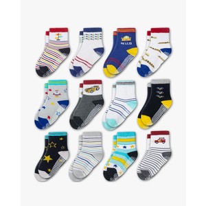 Evercute Toddler Girls Grip Socks 12 Pack Boys Non Slip Socks for Kids Anti Skid