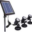IP68 Waterproof Solar Powered Underwater Lights Landscape Spotlights RGB Submersible Pool Spotlight for Garden Tank Decor (Color : 3Head-White)
