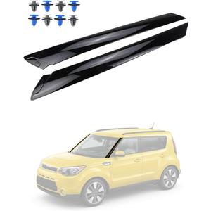 Flecto Windshield A-Pillar Trim Molding Set Compatible with 2014-2019 Kia Soul, Left Driver & Right Passenger Side, Exterior Window TrimWindow Outside AccessoriesReplaces 86170-B2000 86180-B2000