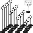 20 Pcs Table Number Holders 4/6/8/10 Inch Place Card Holder Stands Wire Photo Clips Metal Table Card Stands for Centerpieces, Photos, Food Signs, Birthdays, Weddings(Black)