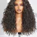 GORGIUS Glueless Curly Lace Front Wig Pre Plucked Middle Part Closure Wig 20 Inch Natural Black Pre Cut Synthetic Curl Wig Upgraded with Premium Human-Hair-Like Fiber