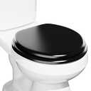 Round Black Slow Close Toilet Seat, Heavy Duty Wood Toilet Seat with Baked Enamel Finish, Support 400 bls, Toilet Lid with Soft Close Zinc Alloy Hinges, Grip-Tight Bumpers, Easy Clean, Quick-Assembly