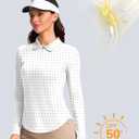 Women's Golf Shirts Lightweight UPF 50+ Long Sleeve Shirts UV Protection Quick Dry Cool Polo Shirts for Women Work Outdoor (Black Dot)