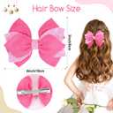 4 Inch Sparkly Glitter Pink Hair Bow Clips for Girls Boutique Sequin Alligator Barrettes Pins for Teens Toddler Children Kids Grosgrain Hair Accessories for Christmas Halloween Fall Birthday