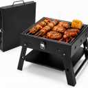 Small Portable BBQ Charcoal Grill: Mini Foldable Table Top Barbecue Grills | for Outdoor Cooking, Camping, Beach, Travel, Tailgates, Fathers Day Birthday Grilling Gift for Men Dad Husband
