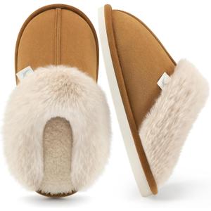 Aomigoct Womens Fuzzy House Slippers: Warm Plush & Non-Slip for Everyday Soft - The Perfect Thoughtful Gift for Mom & Grandma in Winter (7-7.5, Brown)
