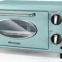 Elite Gourmet by Maximatic Americana Collection ETO147M Diner 50s Retro Countertop Toaster oven, Bake, Toast, Fits 8 Pizza, Temperature Control & Adjustable 60-Minute Timer 1000W, 2 Slice, Mint