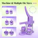 Mryitcal Button Maker Machine 1''+1.25''+2.25'' Pin Maker Button Press Machine w/ 300 Metal Pinback, 10 Fridge Magnet, 5 Badge Charm, 1 Cutting Mat, Badge Making Kit for Custom Badge, Party Favors (Purple)