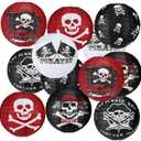 Panelee 12 Pcs Pirate Theme Paper Lanterns Birthday Party Decorations 8 Inch Hanging Round Paper Lanterns for Halloween Party Decorations Holiday Indoor Outdoor Ceiling Ornament Supplies