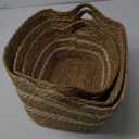 Set of 3 Baskets with Handles - Natural, Woven Storage Basket Planters, Boho Decor for Entryway, Living Room, Bedroom, 13", 14",14.5"