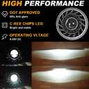 7inch Black Whirlwind Motorcycle Start-up Gradient Headlight Flower White/Amber DRL w/Aluminum Alloy Black Housing Bucket 32-40mm Fork Tube Side Mount Brackets Compatible with Motorbikes