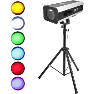 330w Follow Spotlight for Stage, 6 Color Adjustable Aperture and Zoom, with Tripod Mount, Suitable for Wedding and Concert DJ Stage Lighting
