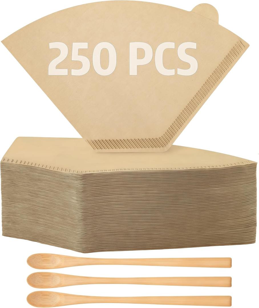 250 Count #2 Coffee Filter, Disposable Cone Coffee Filters For Pour Over and Drip Coffee Maker (2-6 cup)