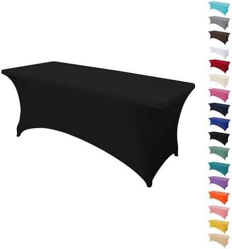 MRGSDL 8FT Table Cloth,Stretchable,Fitted Table Cover,Wrinkle Stain Resistant,Washable Spandex Fabric for Parties,Weddings,Banquets,Perfect for Parties,Weddings,and Banquet Tablecloths, Pack 2
