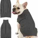 Dog Sweaters for Small Medium Large Dogs Cats, Soft Warm Turtleneck Pullover Solid Cable Knit Fleece Stretch Pet Clothes,Classic Fuzzy Coat for Puppy Girl Boys for Fall Winter Cold Weather
