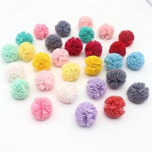 100 Pieces of 2Cm Lace Gauze Elastic Flower Ball DIY Craft Supplies Headwear Jewelry Children's Hairpin Pompons 1 18-20mm 100pcs