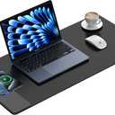 TopMade Wireless Charging Mouse Pad, Waterproof Gaming Mousepad with Ultra-Smooth Surface, Non-Slip Base, 31.5"x15.75" XXL Large Desk Pad, Classic Black Computer Desk Mat for MacBook, PC, Laptop