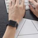 POWER PRIMACY Leather Bands Compatible with Apple Watch Band 38mm 40mm 41mm 42mm-Series 11/10,Genuine Leather Strap Compatible for Women Men iWatch SE Series 11 10 9 8 7 6 7 6 5 4 3 2 1(Black/Black)