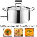 Whole-Clad Tri-Ply Stainless Steel Stockpot with Lid, 8 Quart Large Cooking Pot All Stove Compatible Up to 600, 18/8 Stainless Steel Kitchen Induction Ready Cookware